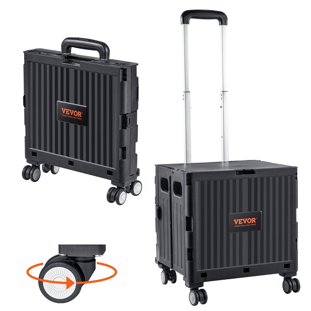 Foldable Utility Cart 110 lbs Load Capacity Folding Portable Rolling Crate