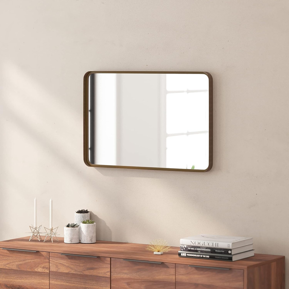 Janinne 20x30" Decorative Wall Mirror - Brushed Bronze Finish