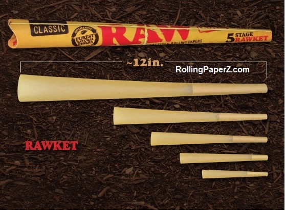 RAW "RAWket" FIVE CONE KIT Rolling Papers - NEW Assorted SIZES PRE ROLLED CONES