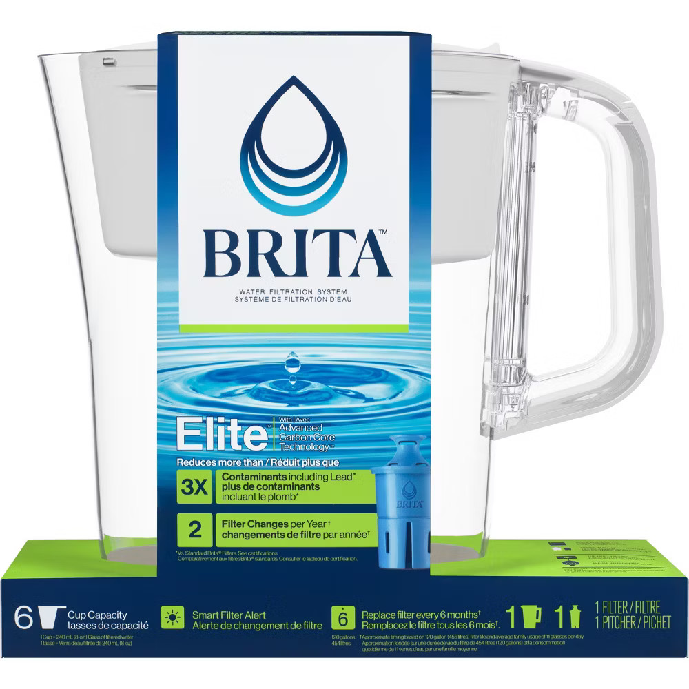 Brita Water Filter Soho Water Pitcher Dispensers with Longlast Water Filter -