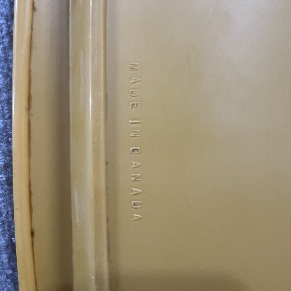 (2) Vintage TableCraft Rectangular Serving Tray - Yellow 14” X 11”