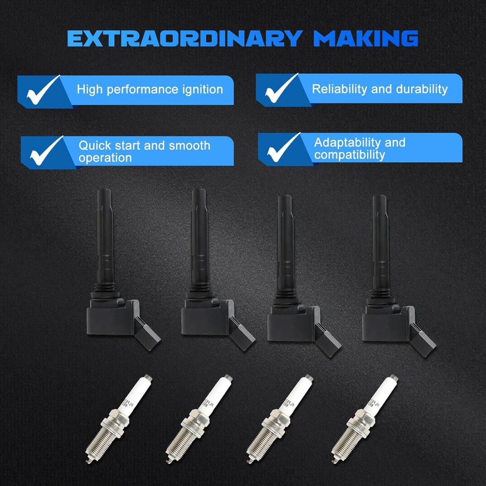 4PCS UF765 Ignition Coils + 95125 Iridium Pack