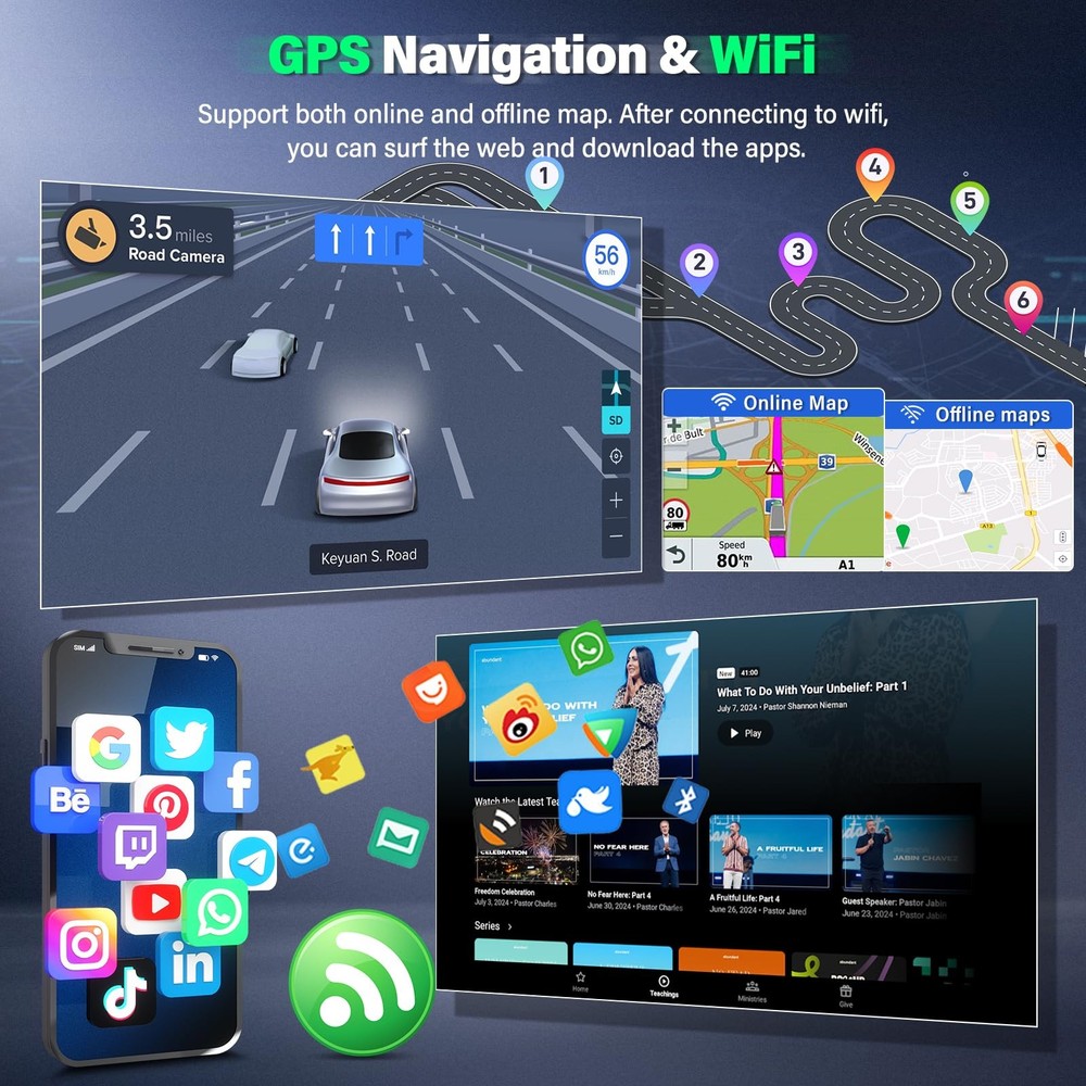 Aztek 2001-2005 Car Stereo Wireless Carplay Android Auto GPS Backup Camera