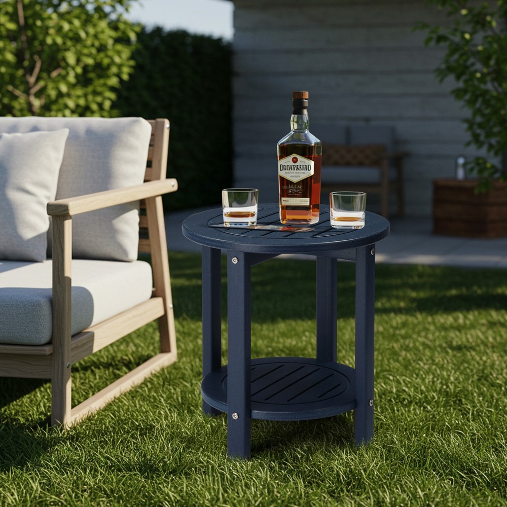 2-Tier Outdoor Side Table, HDPE Adirondack Table Patio Side Table