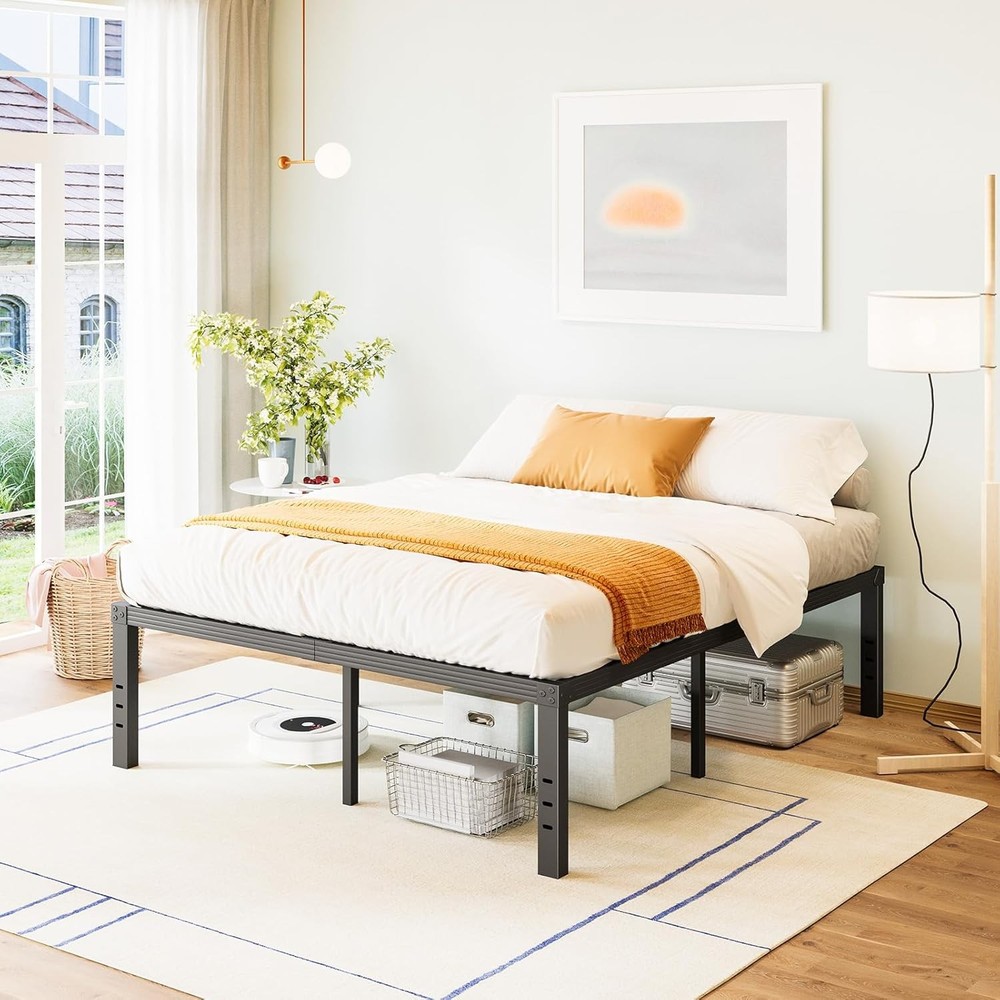 Bed-Frame-Queen 14 Inch Metal Platform Bed-Frame No Box Spring Needed Heavy Duty