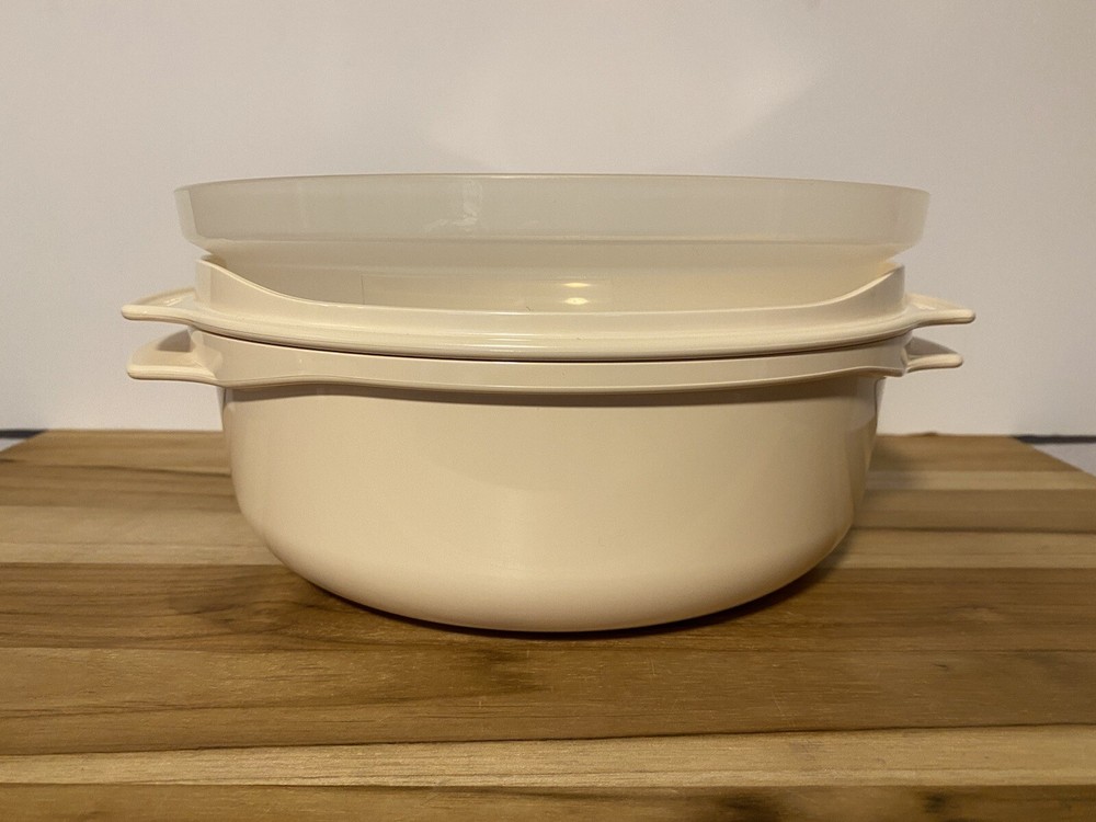 Tupperware Beige Microwave/Steamer/Cooker Stack 2210/2193/2346 ~ VGUC