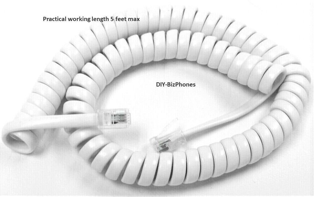 2-Pack Bright White 9Ft Hepester Phone Handset Cord Big-Button Curly Coil
