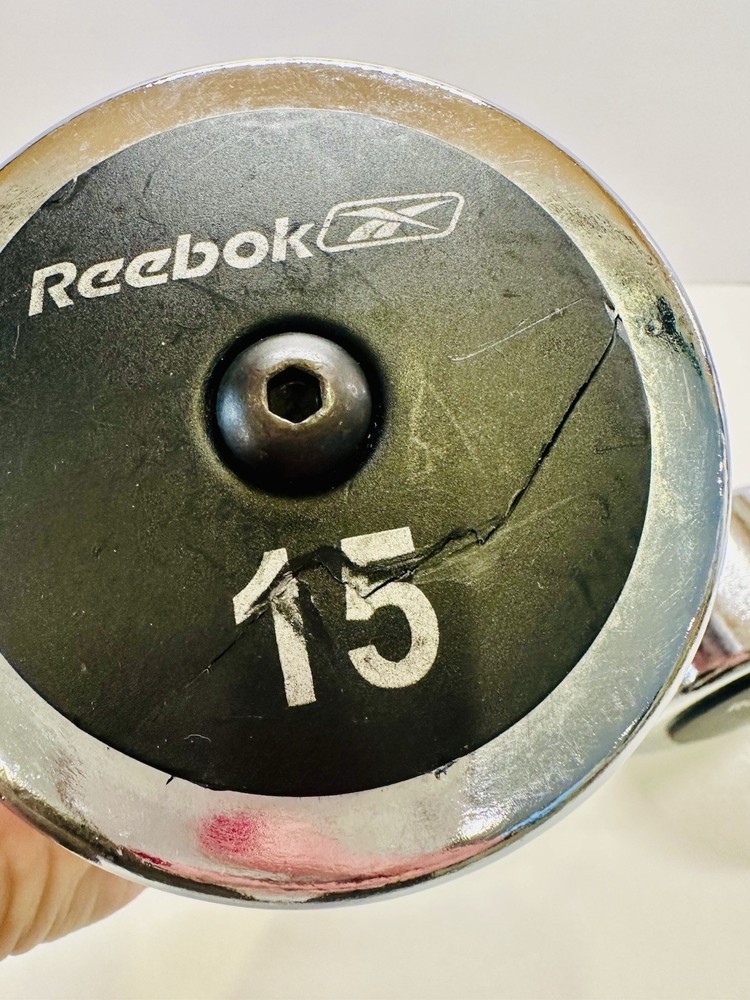 2 Vintage Reebok Chrome Round Head 15 LBS Dumbbells