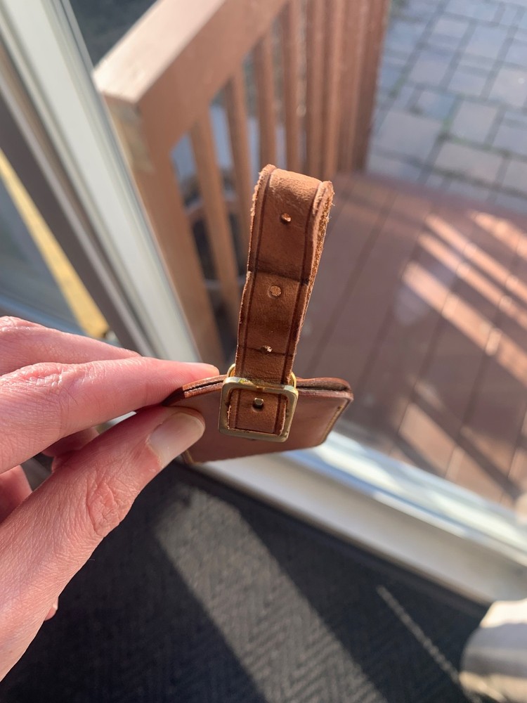 Authentic Louis Vuitton large leather luggage tag !