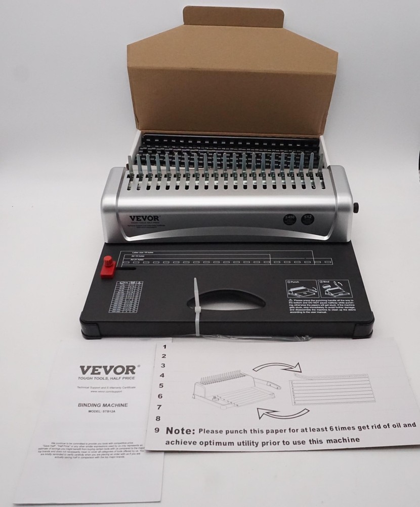 VEVOR Binding Machine 21-Holes 450 Sheets with 100 PCS 3/8in Comb Binding Spines