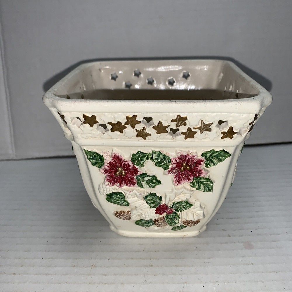 Art Pottery Cornucopia Vase Planter White 5” Vintage
