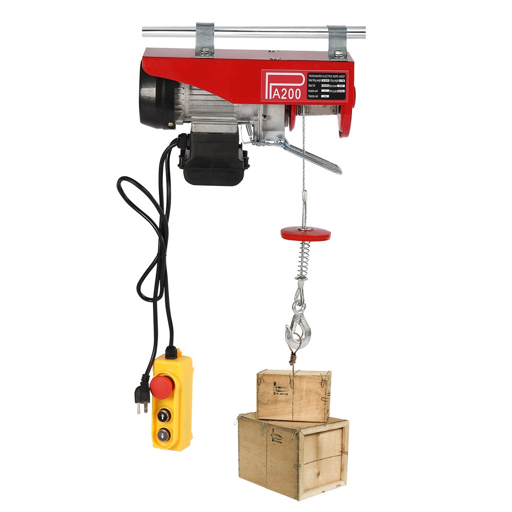 440LBS Electric Hoist Winch Engine Crane with Remote Control 110V