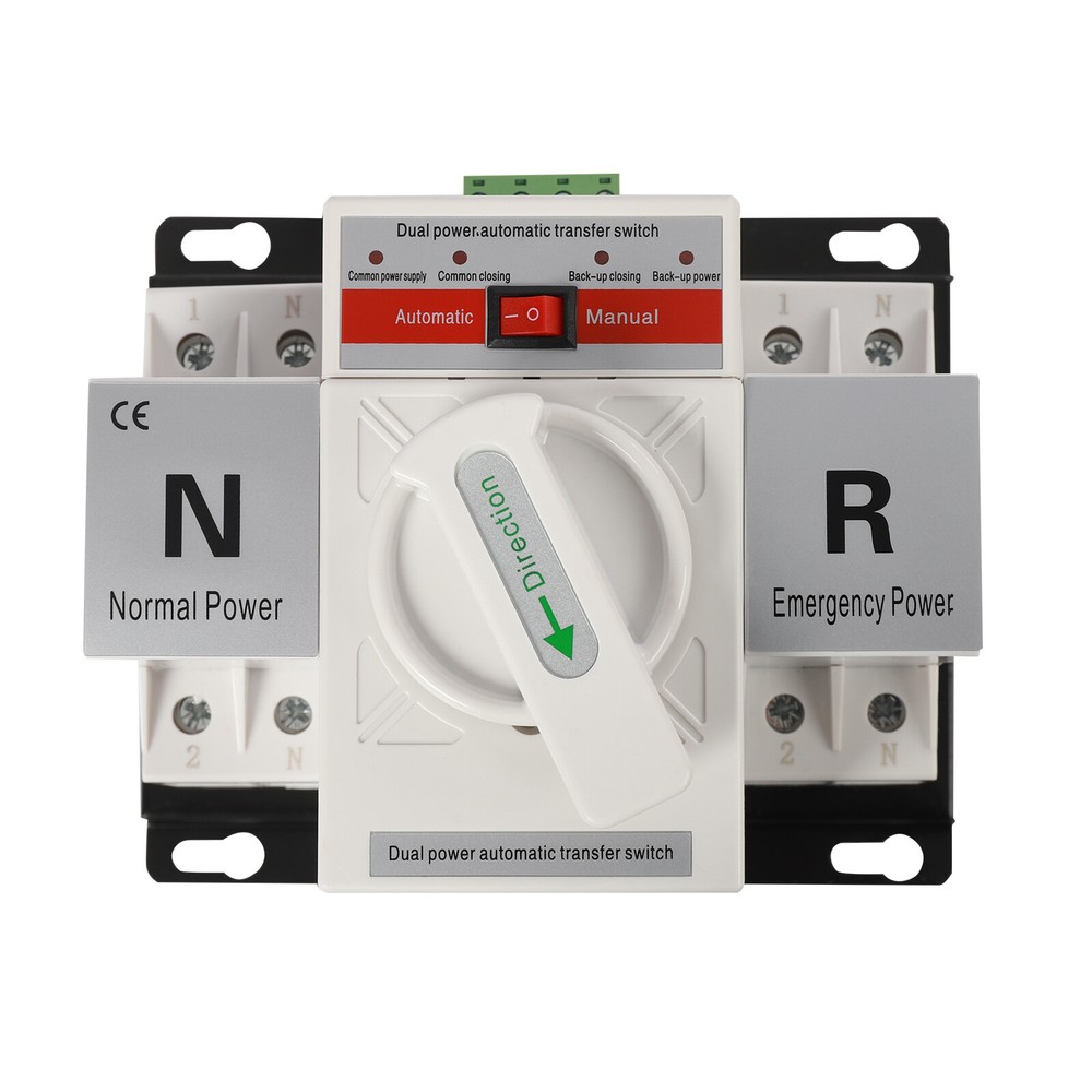 2P 63A Dual Power Automatic Transfer Switch 110V AC-33iB CB Level Toggle