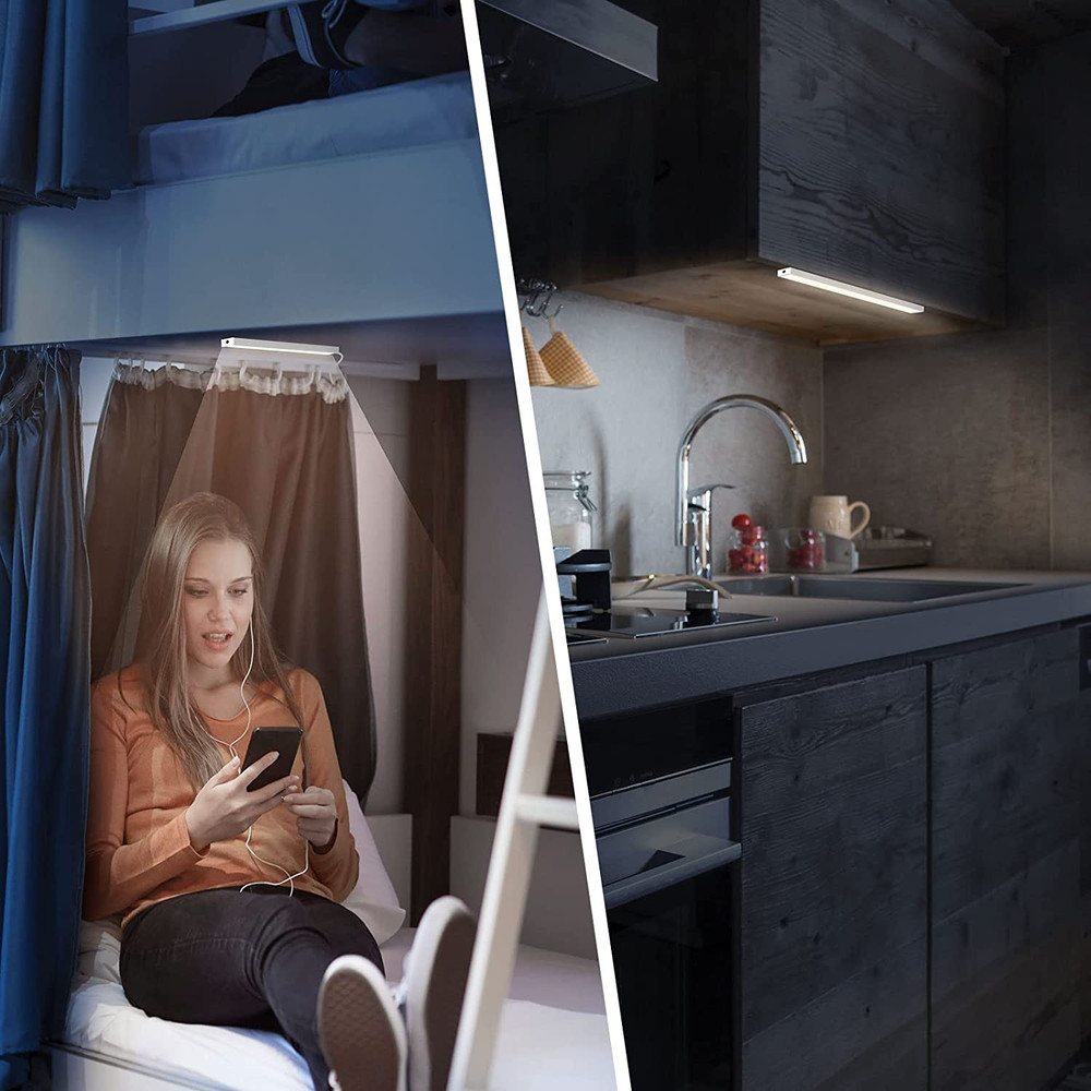 DWEPTU USB Powered under Cabinet Lighting, 12" Tool-Free Mount Dimmable LED Stri