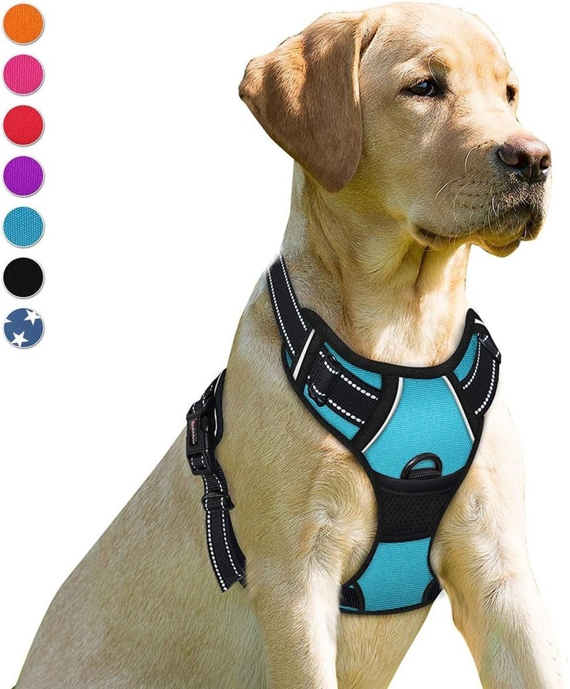 No Pull Dog Harness Front Clip Heavy Duty Reflective Easy Control Handle Large