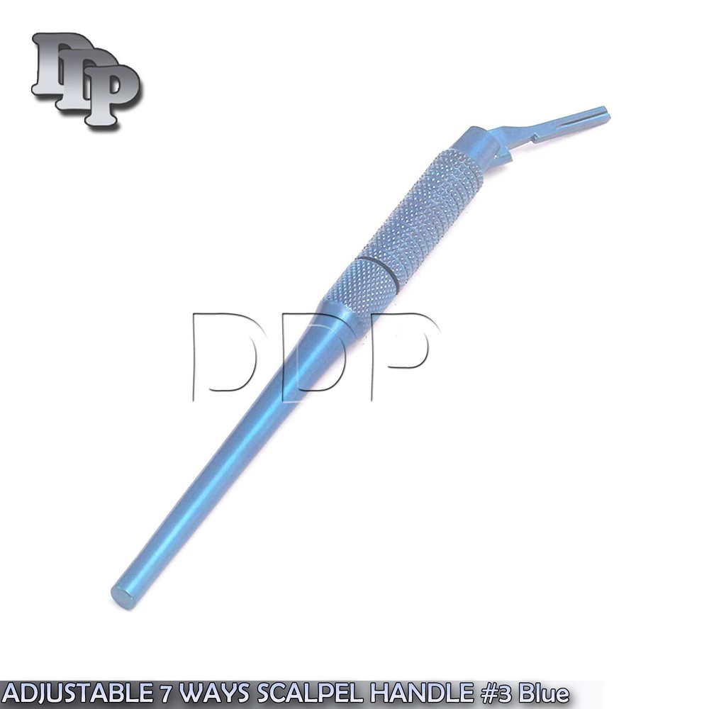 ROUND PATTERN ADJUSTABLE 7 WAYS SCALPEL HANDLE #3 Blue Coated SURGICAL