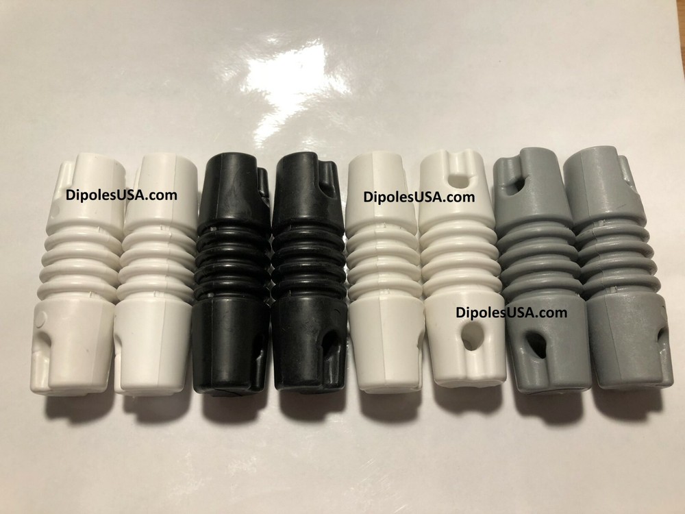 TWO (2) SOLID GRAY NYLON DOG BONE ANTENNA END INSULATORS. USA MADE. SHIPS FAST