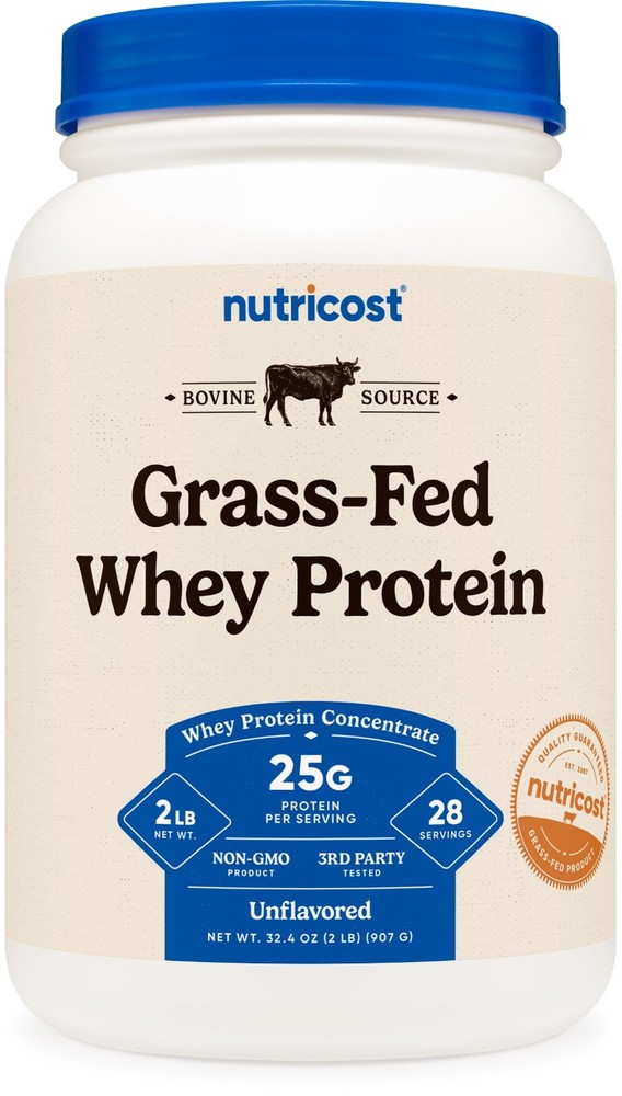 Nutricost Grass-Fed Whey Protein Concentrate (Unflavored) 2LBS