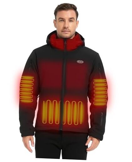 Heated Jackets for Men with Battery Pack Included, Softshell Large Dark Black