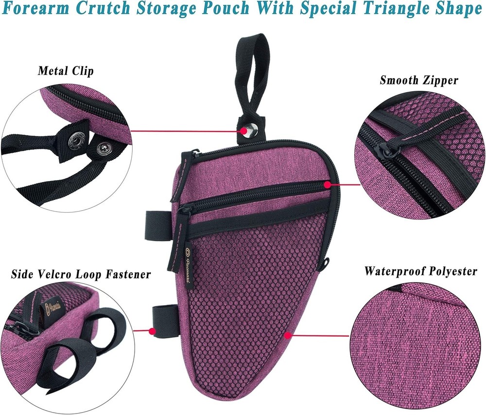 Lightweight Triangle Shaped Forearm Crutch Bag with Dual Pockets for Essentials