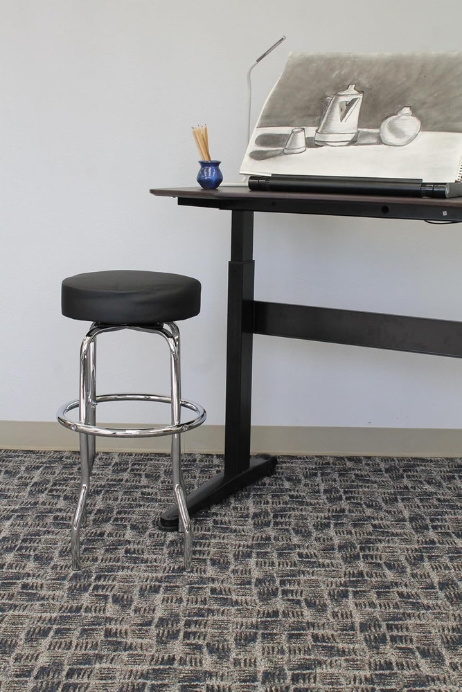 Office Products Chrome Bar Stool in Black