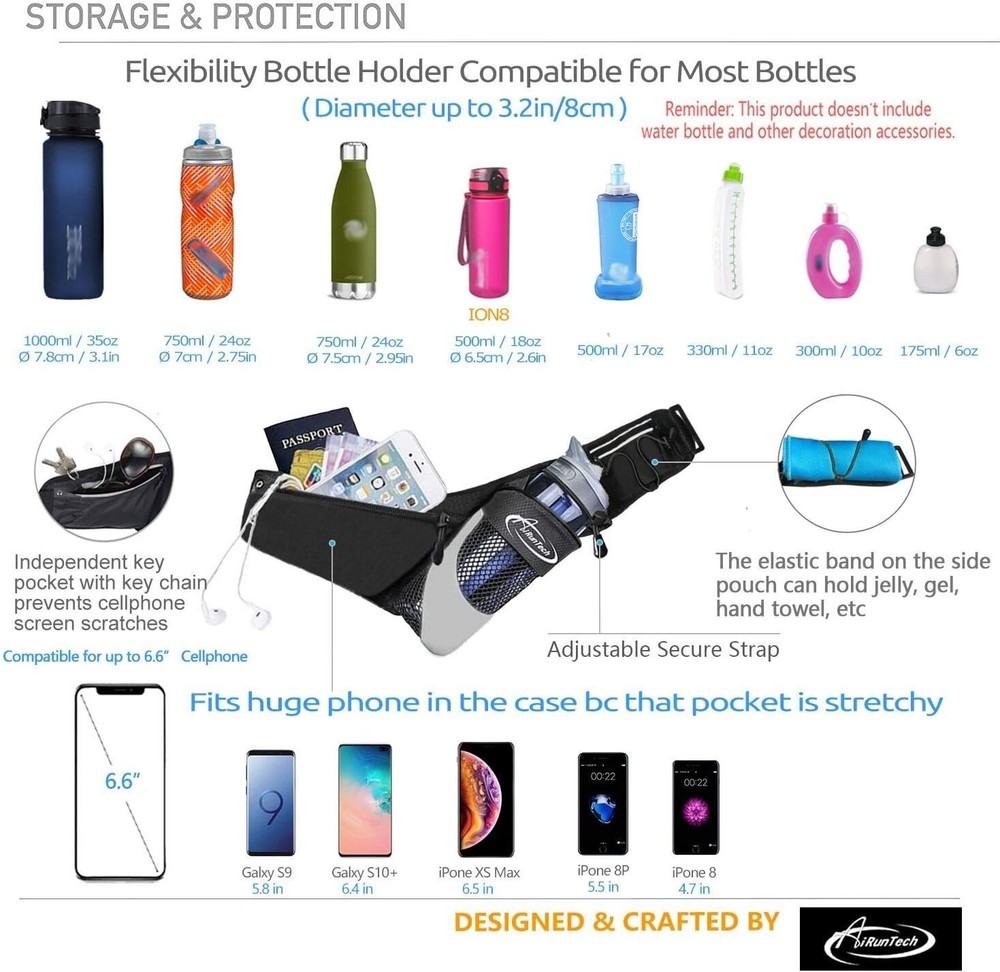 Versatile Running Hydration Pack with Adjustable Fit & Flexible Bottle Holder