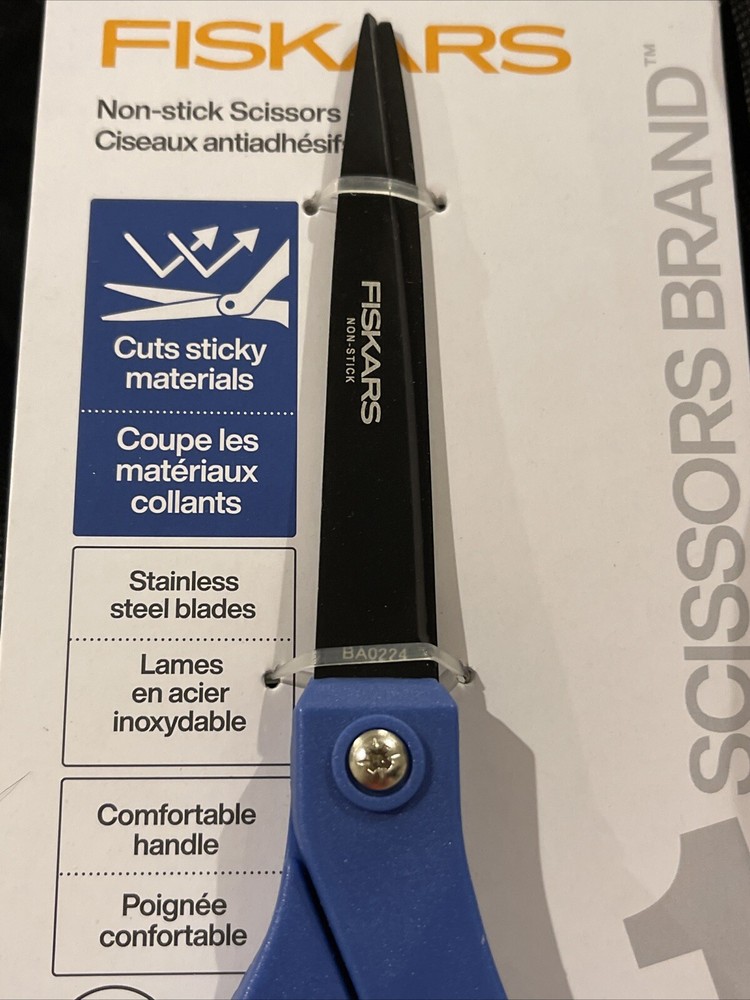 Fiskars 8” Straight Blue Performance Scissors Comfort Handle Non-Stick Stainless