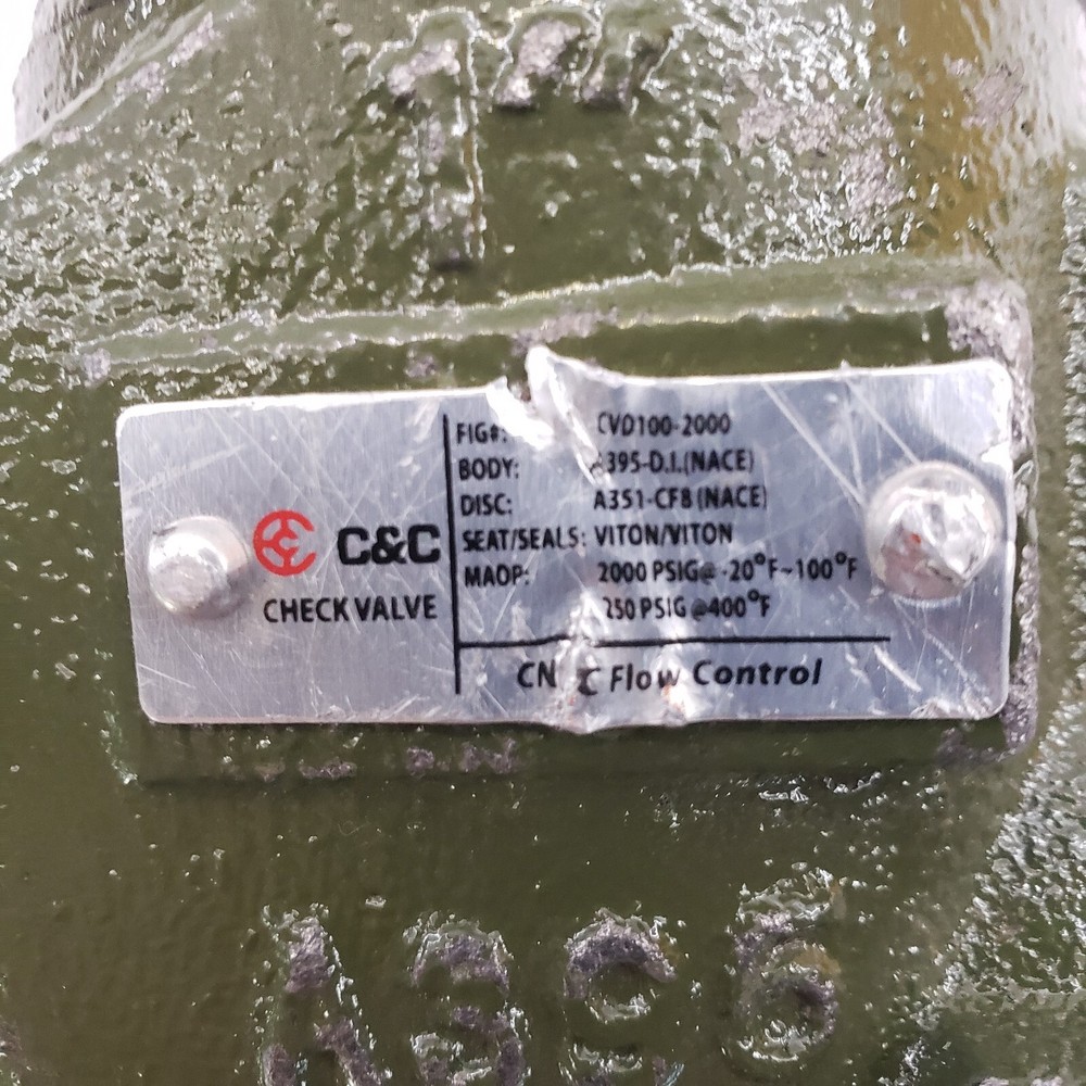 CVD-100-2000 CN Flow Control 1" Check Valve, C&C A395, 2000 Psi