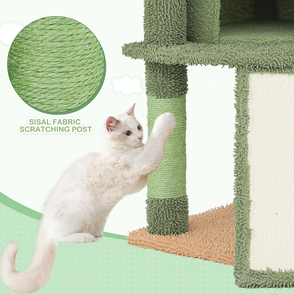 42" Cactus Cat Tree Tower Scratching Post Multi Level Activity Center Cats Toys