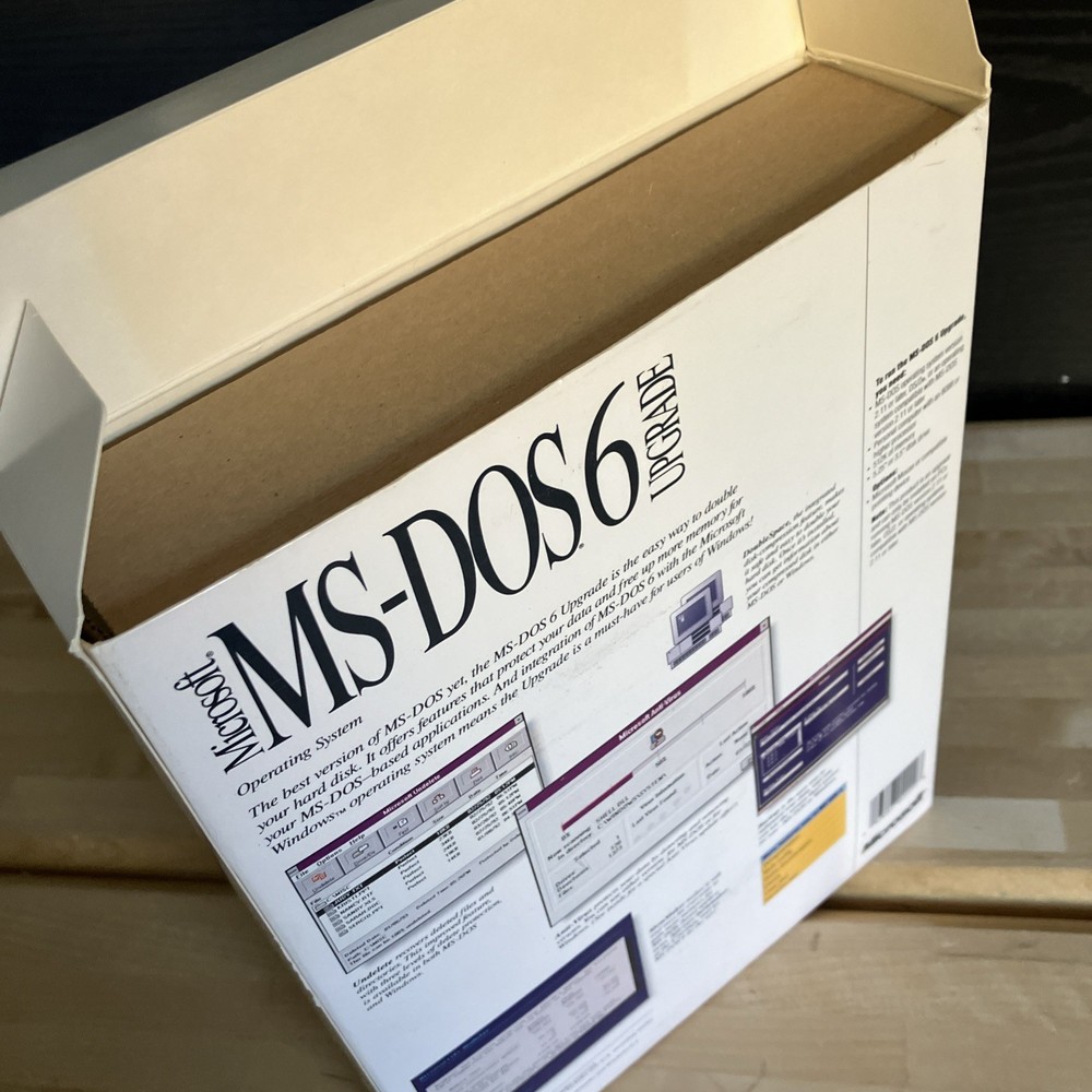 Vintage Microsoft MS-DOS 6.0 Upgrade Operating System 3.5" Floppy Discs OPEN BOX