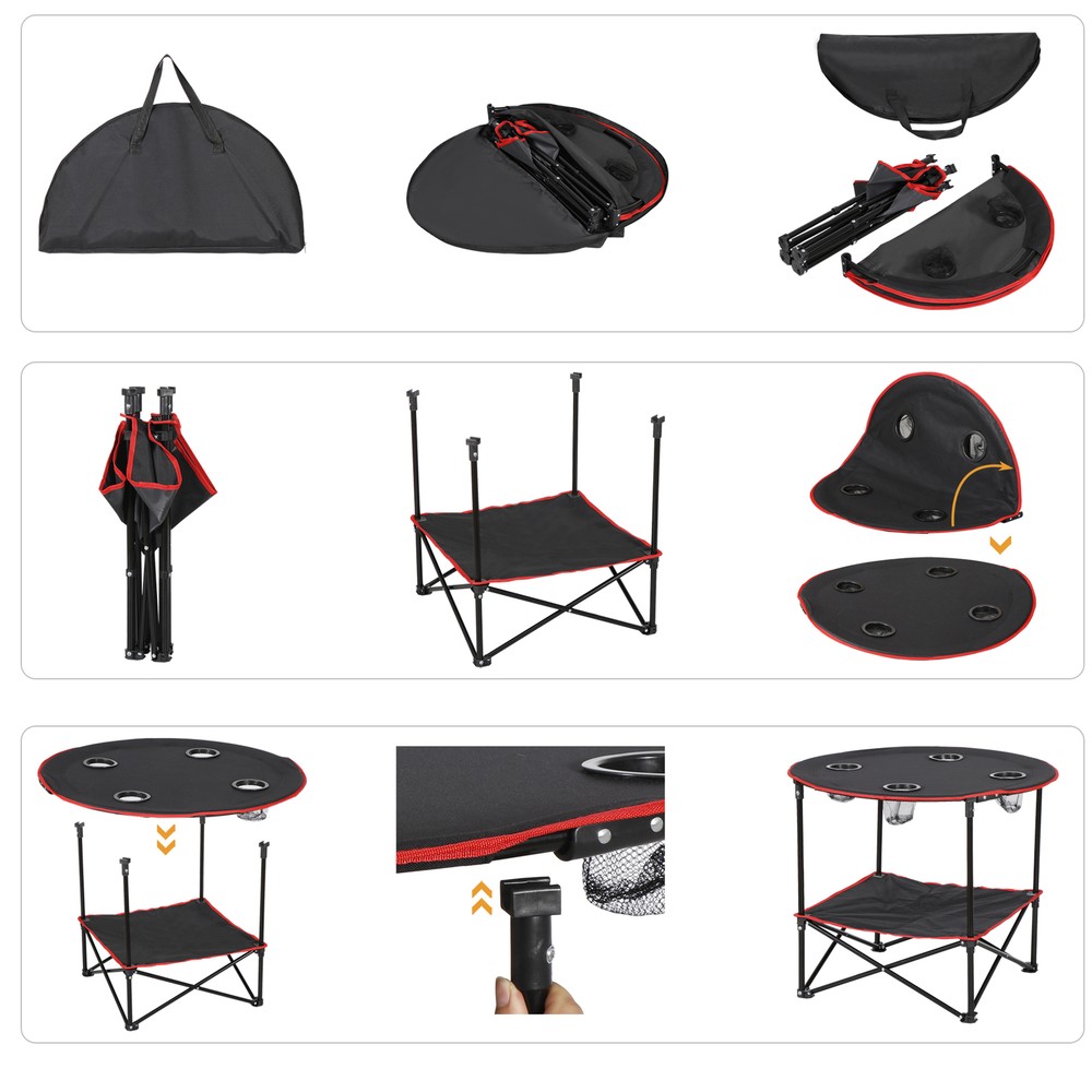 Portable Beach Table Folding Picnic Table with Carry Bag with 4 Cup Holders