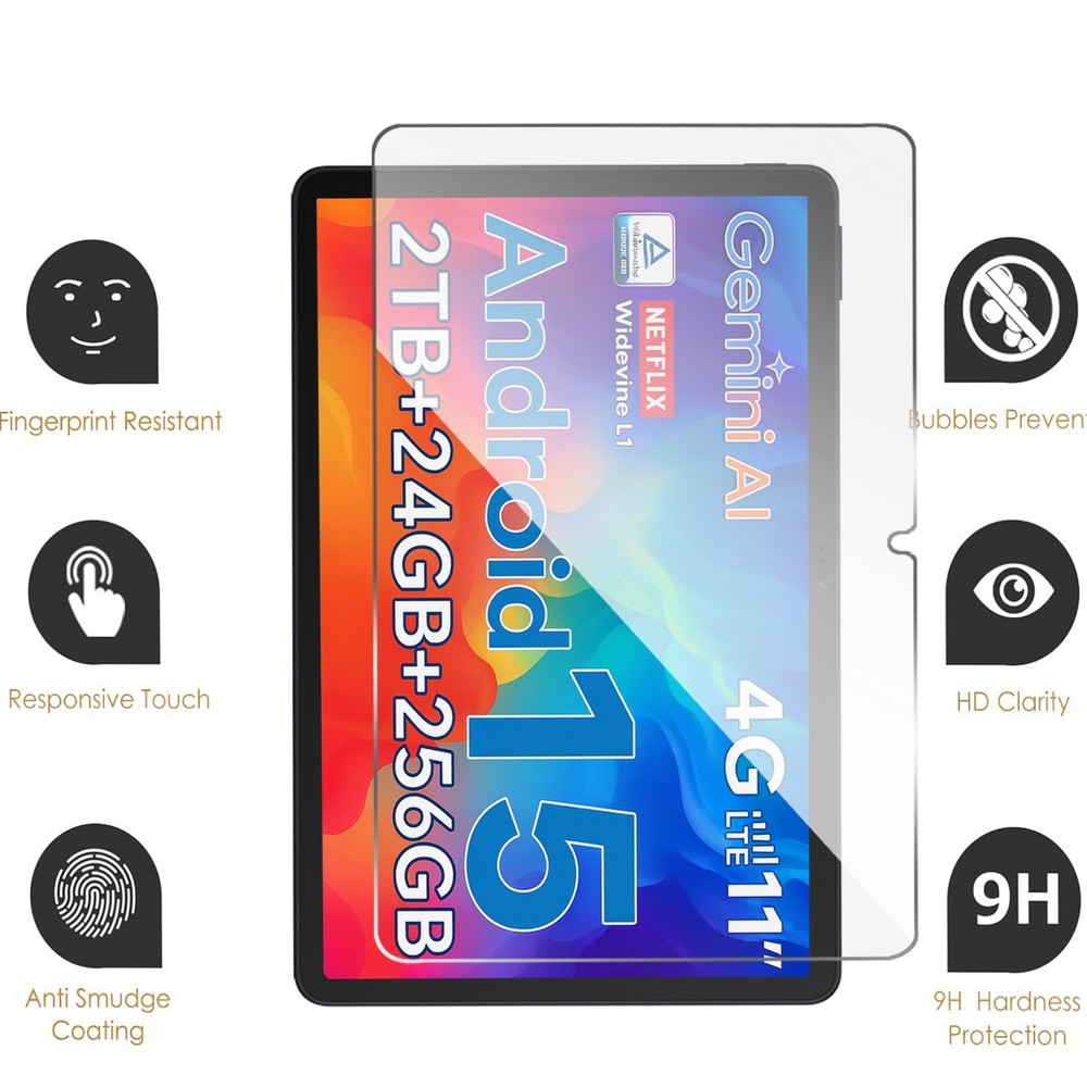 2 Pack Tempered Glass For Tabwee W90 11" Tablet 9H HD Clear Screen Protector