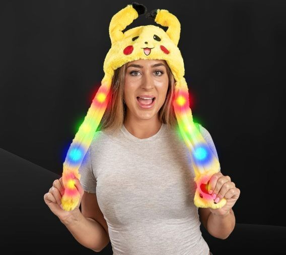 PIKACHU Flapping Blinking PIKACHU Light Up Moving Ears Plush Hat Costume FUN 🎡