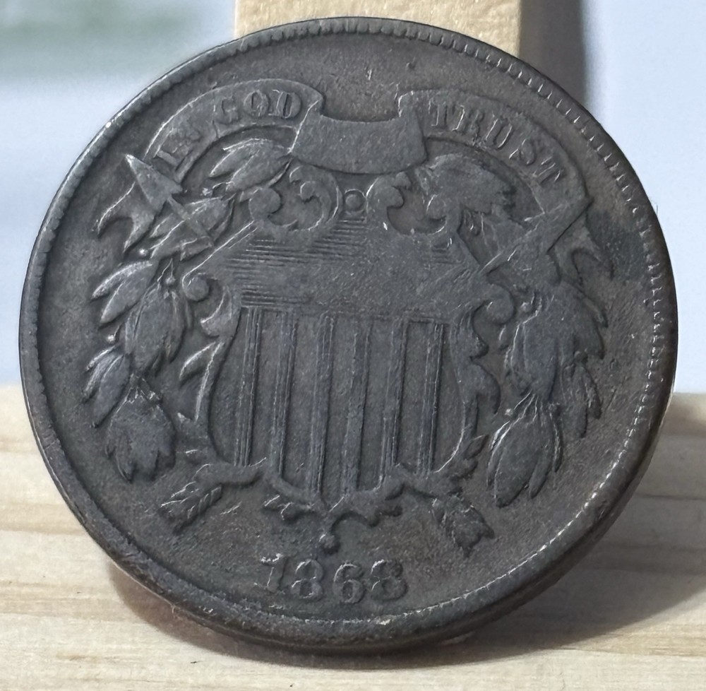 1868 US Mint 2 TWO Cent Piece Fine