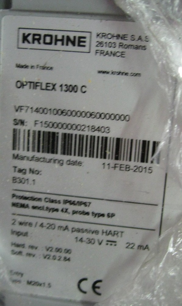 Krohne Optiflex 1300 C VF7140010060000060000000 Level Transmitter