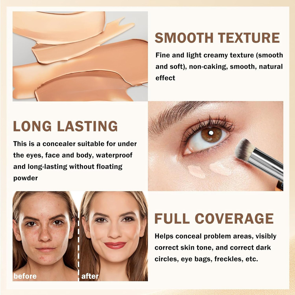 White Concealer under Eye Corrector Cream Concealer Makeup Full Coverage Conceal