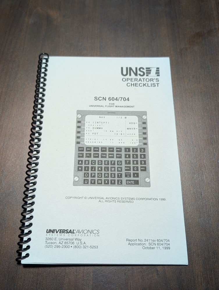 UNS 1 Operators Checklist