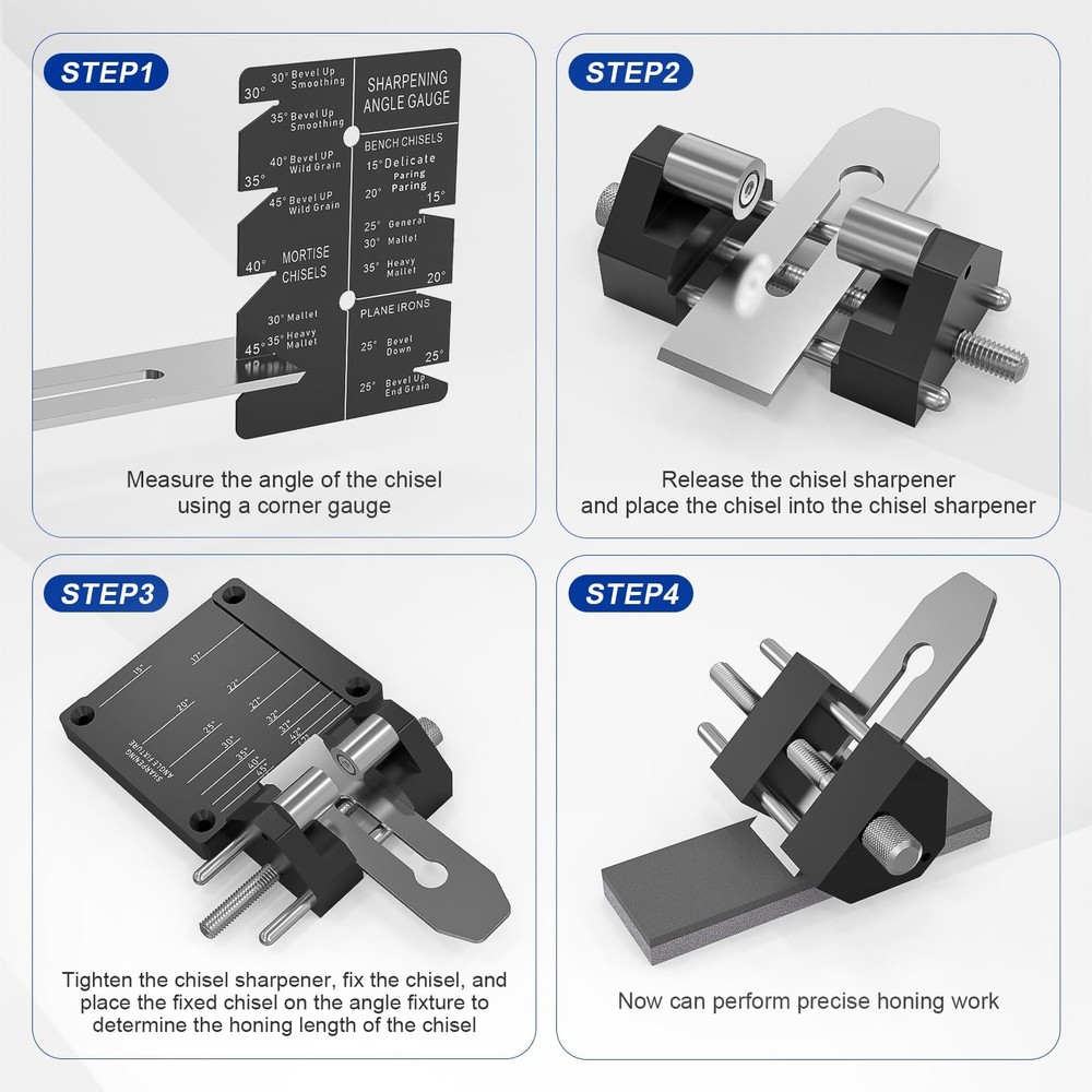 Precise Chisel Sharpening Jig Kit, Honing Guide System for Woodworking Chisels a