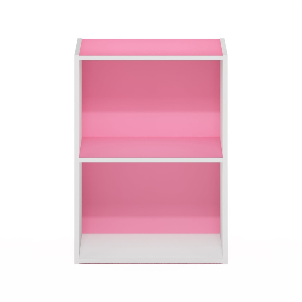 Luder 2-Tier Open Shelf Bookcase Pink/White