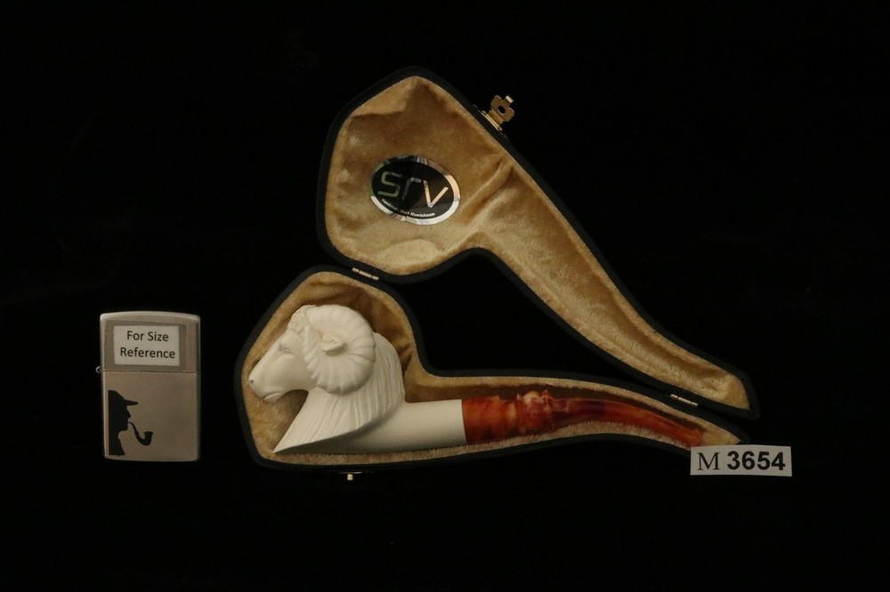 srv - Ram Block Meerschaum Pipe with fitted case M3654
