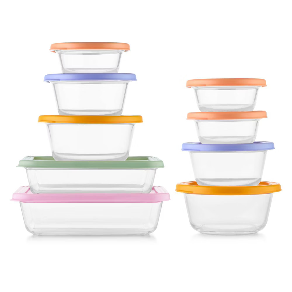 Ello Everyday 18pc Glass Mixed Food Storage Container Set