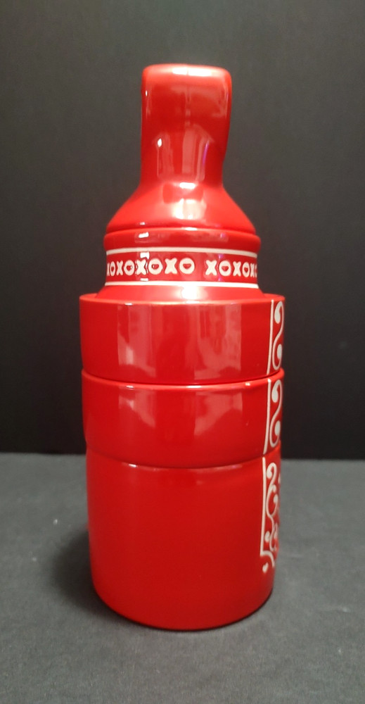 Red Ceramic Love Potion Bottle Shaped Stacking Measuring Cup Set 9" Tall