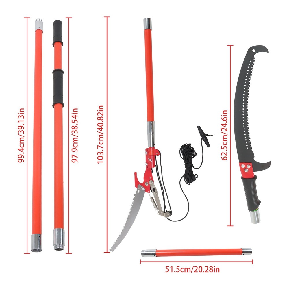 1 × 30ft Pruner Saw Combination Extendable Tree Trimmers Section 9 Orange New
