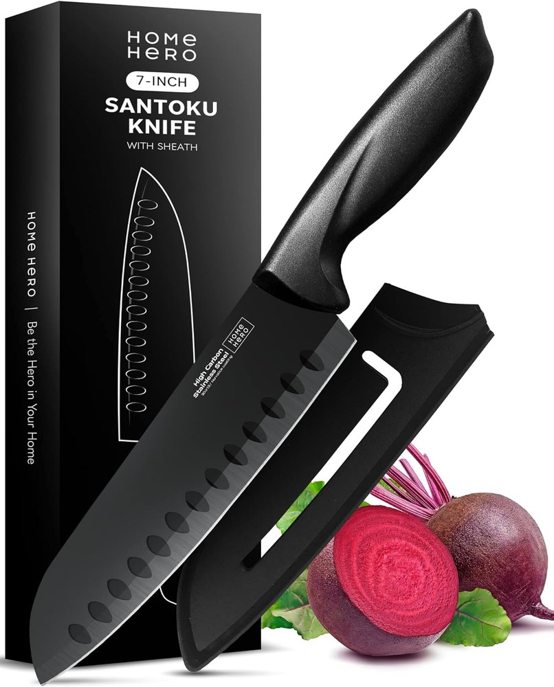 Razor-Sharp Santoku Knife & Protective Sheath - Multi-Purpose Kitchen Essential