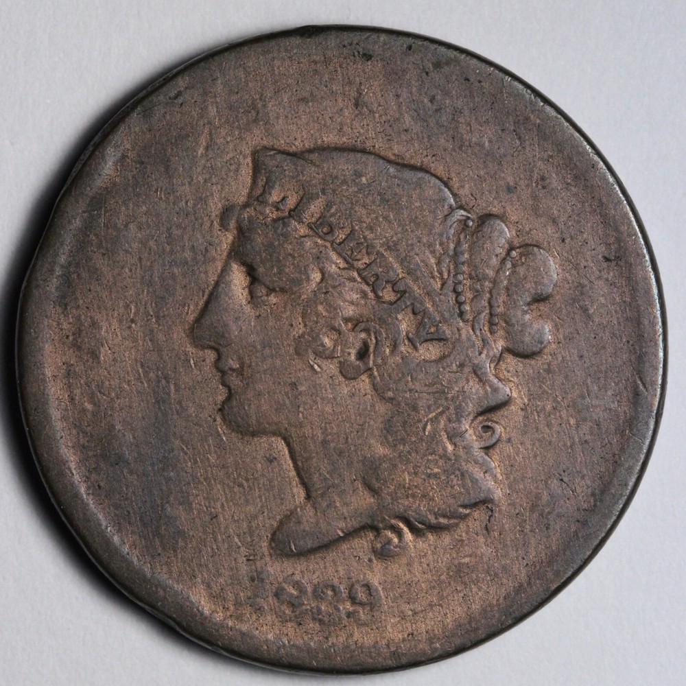 1839 Booby Head Coronet Head Large Cent GOOD E118 SCG