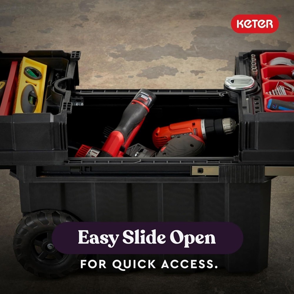 Masterloader Resin Rolling Tool Box W/ Locking System Removable Bins Perfect New