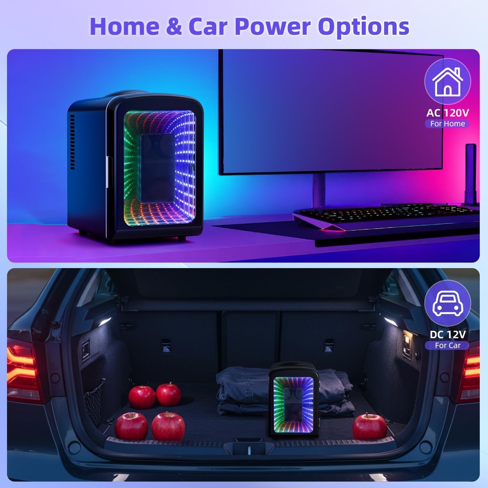 Mini Compact Refrigerator with Gaming Light, 4L Capacity/6 Cans Portable Mini...