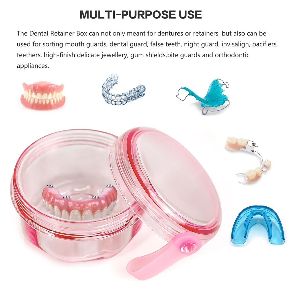 No Leak & Non-Slip Partial Denture Case Retainer Bath Box Cup, Denture Soaking C