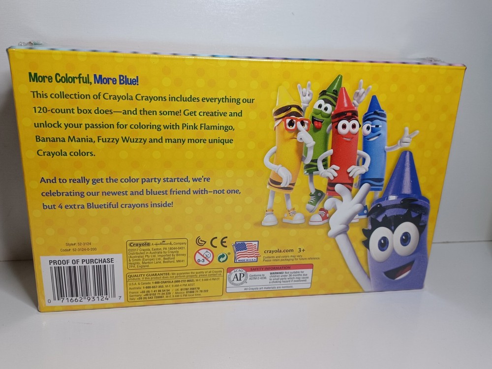 Crayola Exclusive Edition Crayon Box Introducing Bluetiful 124 Crayons New