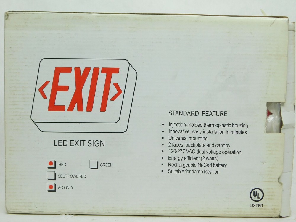Thomas & Betts LED Double Sided Exit Sign Model - ELXN400R Plastic AC RED LV